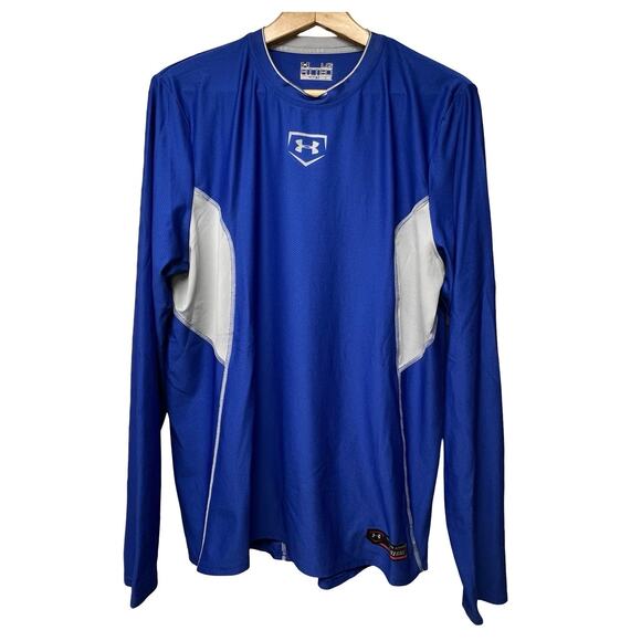 Under Armour Men’s Royal Blue Fitted Heat Gear Long Sleeve Shirt Size Large - Picture 1 of 5